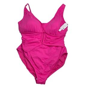 Bleu Rod Beattie Molded-Cup One-Piece Swimsuit Pink Bling 22W New with Tags
